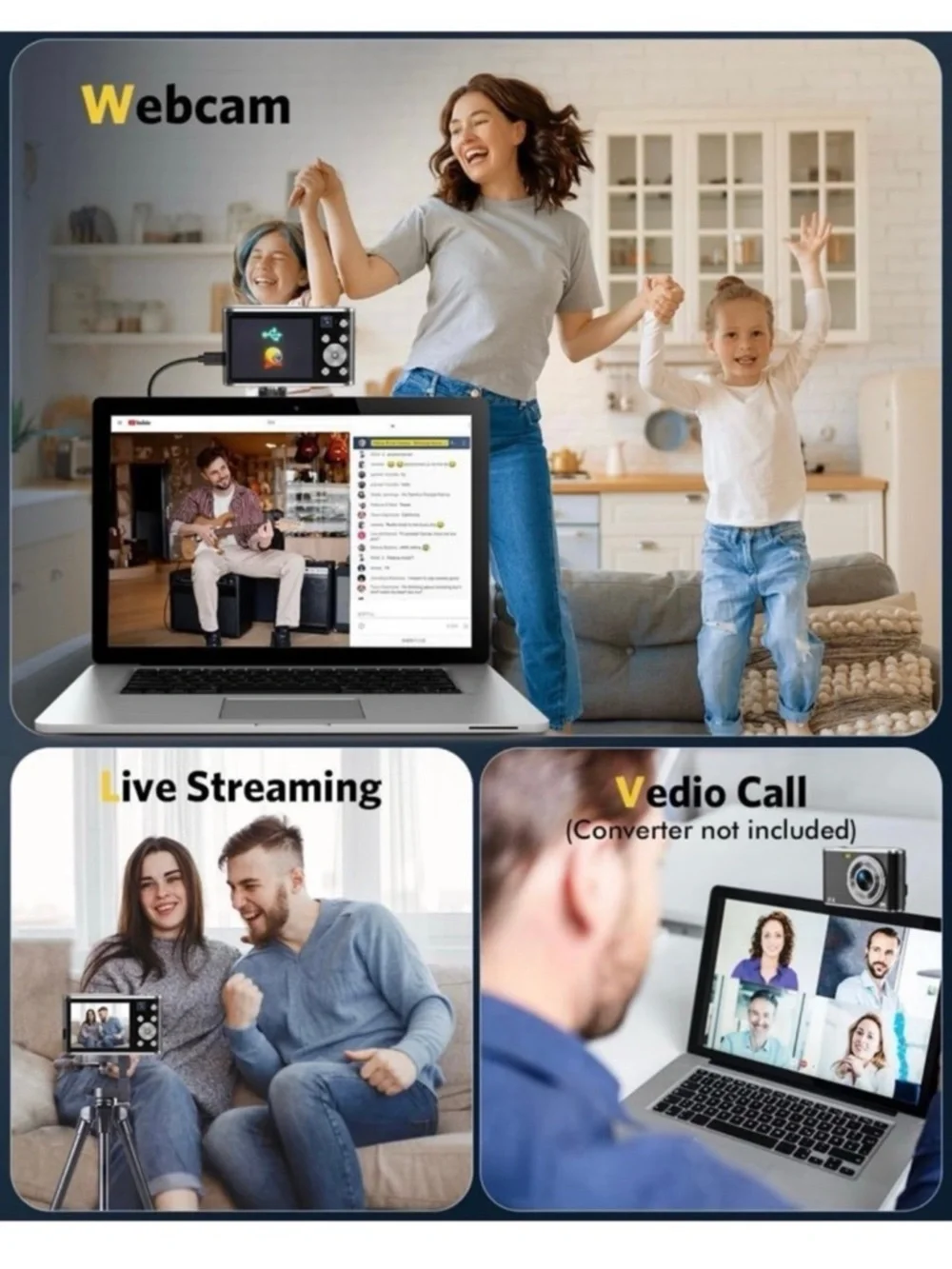 Digital Camera Auto Focus FHD 4K Vlogging with dual Camera